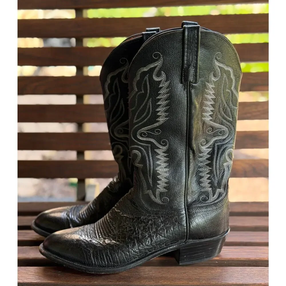 Lucchese 1883 Men's Black Leather Boots Size 10 2E VGC
